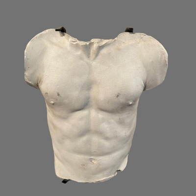 Male Concrete Bust with Black Pedestal