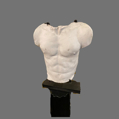 Male Concrete Bust with Black Pedestal