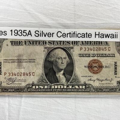 604  Series 1935-A Hawaii Silver Certificate One Dollar Bill