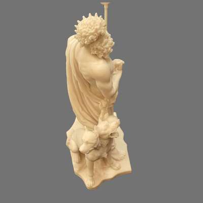 Hades Pluto God of the Underworld and Cerberus Alabaster Statue - 12"