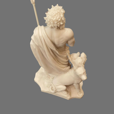 Hades Pluto God of the Underworld and Cerberus Alabaster Statue - 12"