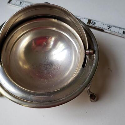 Antique silver plate dish, Lion's head on side