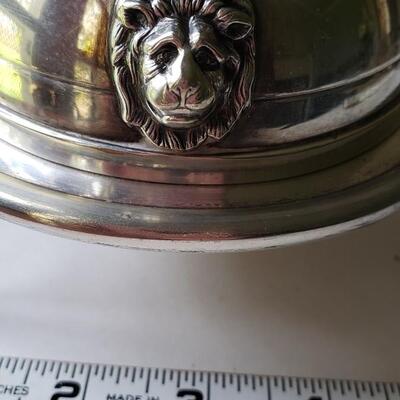 Antique silver plate dish, Lion's head on side