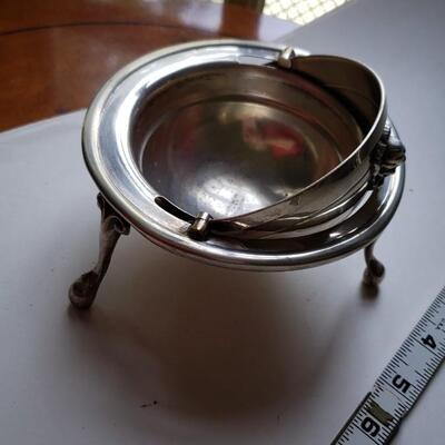 Antique silver plate dish, Lion's head on side