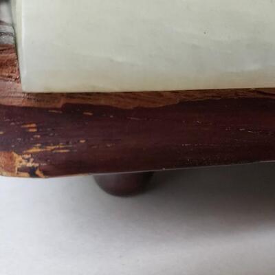 Jade ink wells on wood stand 6"