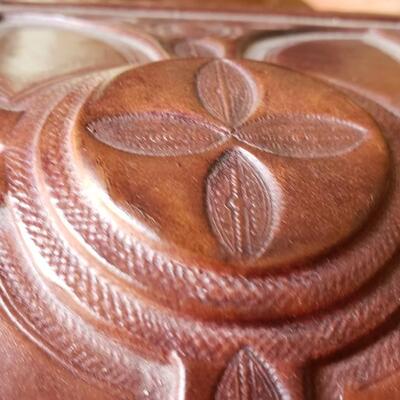 Tooled Leather covered treasure chest