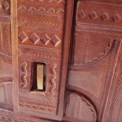 Tooled Leather covered treasure chest
