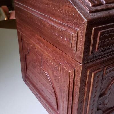 Tooled Leather covered treasure chest