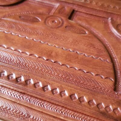 Tooled Leather covered treasure chest