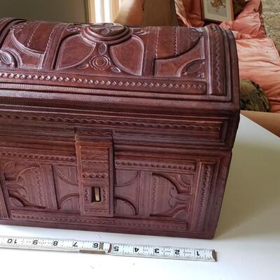 Tooled Leather covered treasure chest
