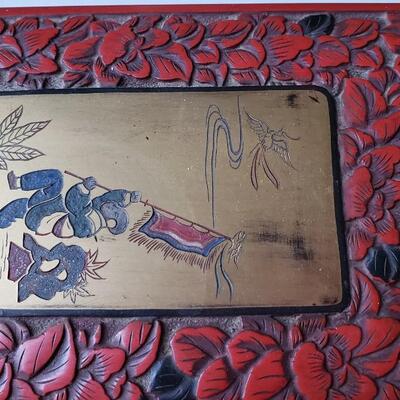 12" long Cinnabar box with brass insert