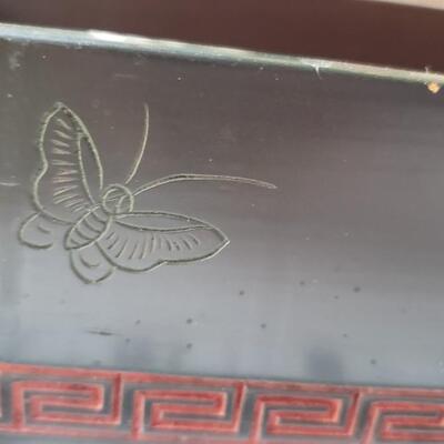 12" long Cinnabar box with brass insert