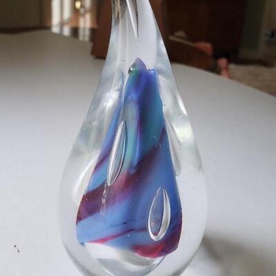 Glass paperweight signed A. Y.