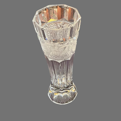 Bavarian Crystal Vase with Frosted Berry Design - 10"