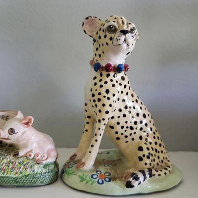 Two Basil Matthews miniature Figurines, Leopard, pigs