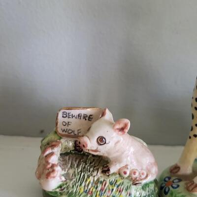 Two Basil Matthews miniature Figurines, Leopard, pigs