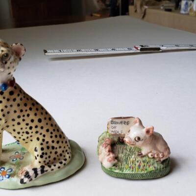 Two Basil Matthews miniature Figurines, Leopard, pigs