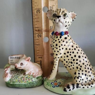 Two Basil Matthews miniature Figurines, Leopard, pigs