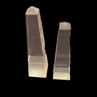 Two Contemporary Crystal Obelisks - 9.5" and 8.5"