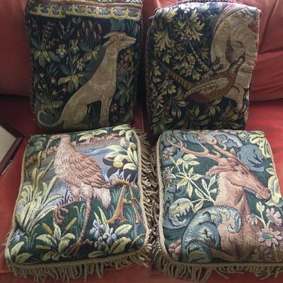 4 Embroidered sofa pillows made in France