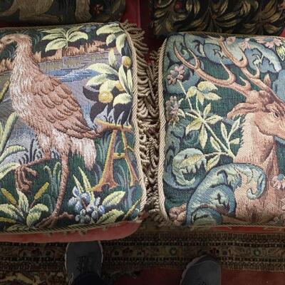 4 Embroidered sofa pillows made in France