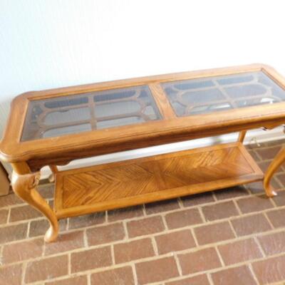 Solid Wood Queen Ann Design Sofa Table with Cabriole Legs