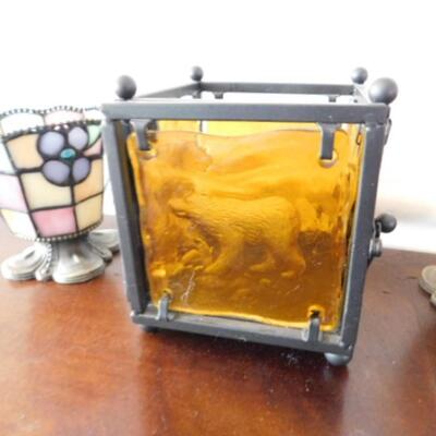 Set of Decorative Tea Light Lanterns includes Partylite and Glass Bear