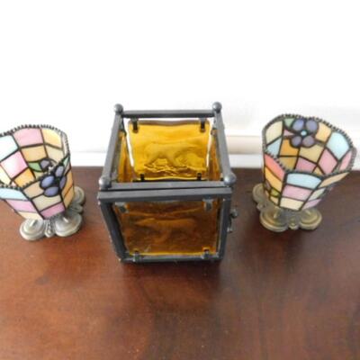Set of Decorative Tea Light Lanterns includes Partylite and Glass Bear