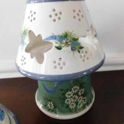 Set of Ceramic Candle Shades including a Kathy Hatch Collection Lantern