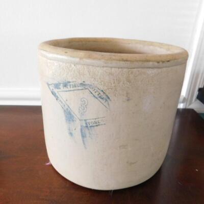 Antique Salt Glaze #3 Pittsburg Pottery Stoneware Crock