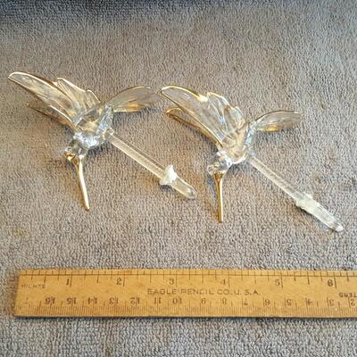 Pair of Glass Hummingbirds