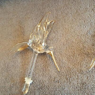 Pair of Glass Hummingbirds