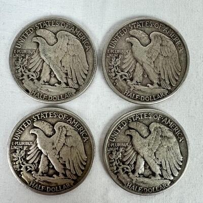 620  1944-D, 1945-S, 1942/1946 Walking Liberty Silver Half Dollars