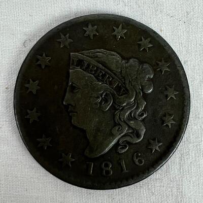 621  1816 Coronet Head Large Copper Penny U.S. Coin