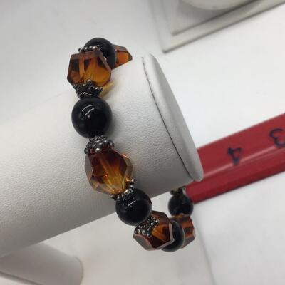Amber Glass Beaded Bracelet