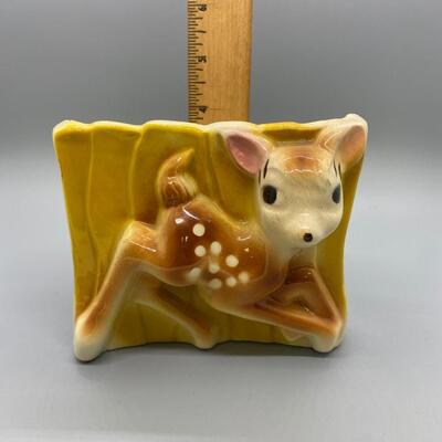 VINTAGE UNGEMACH UPCO POTTERY MINI PLANTER DEER DOE BAMBI MADE IN USA