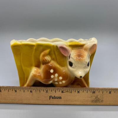 VINTAGE UNGEMACH UPCO POTTERY MINI PLANTER DEER DOE BAMBI MADE IN USA