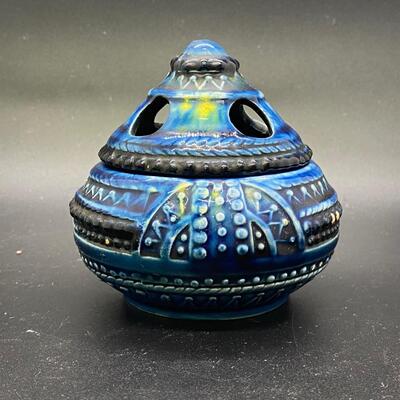 Vintage Blue Ceramic Napcoware Incense Cone Burner