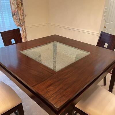 Wood & Crackle Glass Center ~ High Top Table ~ *Read Details