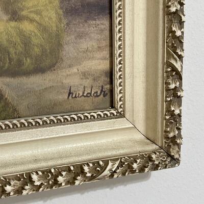 HULDAH ~ Vtg Framed Art