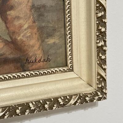 HULDAH ~ Vtg Framed Art