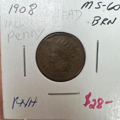 635  1908 MS-60 BRN Indian Head Penny