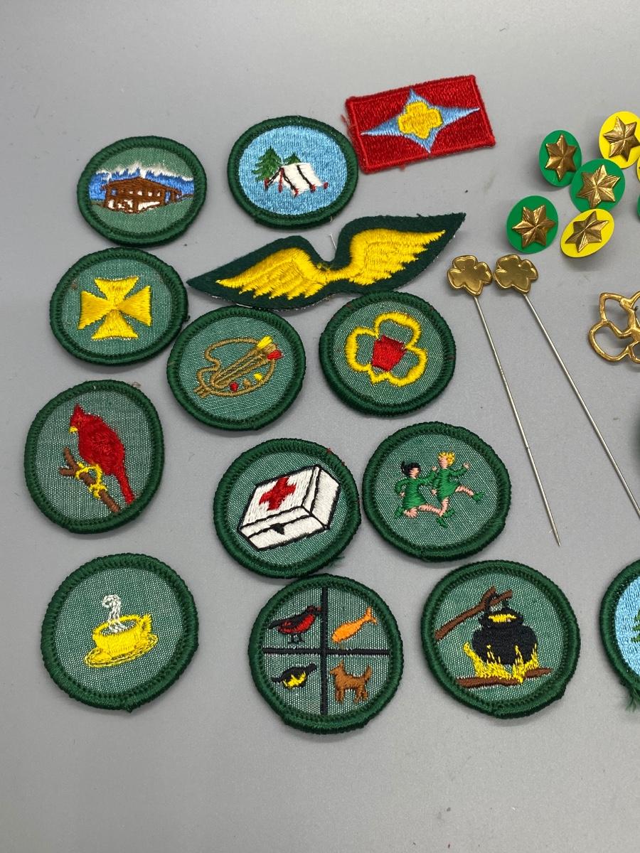 Large Vintage Lot of Girl Scout Badges Pins Patches 1968