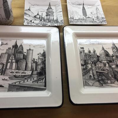 Ceramic plates and tall mugs