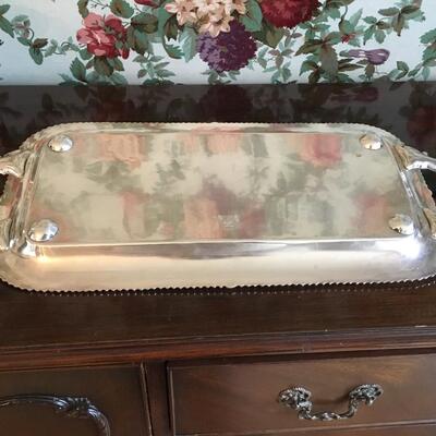 Beautiful Silver plate tray! Cheltenham and Company Made in England, Silver on Copper