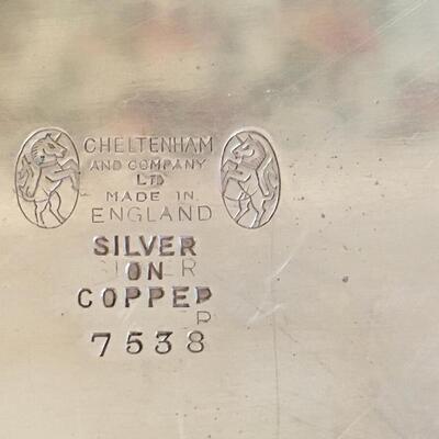 Beautiful Silver plate tray! Cheltenham and Company Made in England, Silver on Copper