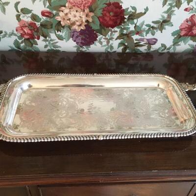 Beautiful Silver plate tray! Cheltenham and Company Made in England, Silver on Copper