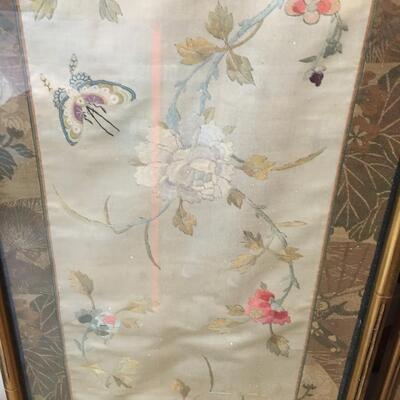 Framed silk embroidered art