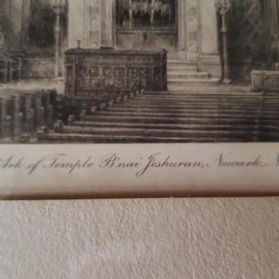 Harry S. Moskovitz  signed print "The Holy Ark of Temple B'nai Jeshurun, Newark, NJ"