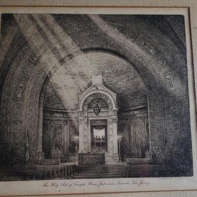 Harry S. Moskovitz  signed print "The Holy Ark of Temple B'nai Jeshurun, Newark, NJ"